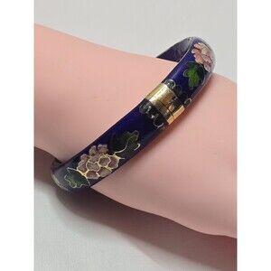 Women’s Vintage Blue cloisonné enamel floral bracelet bangle